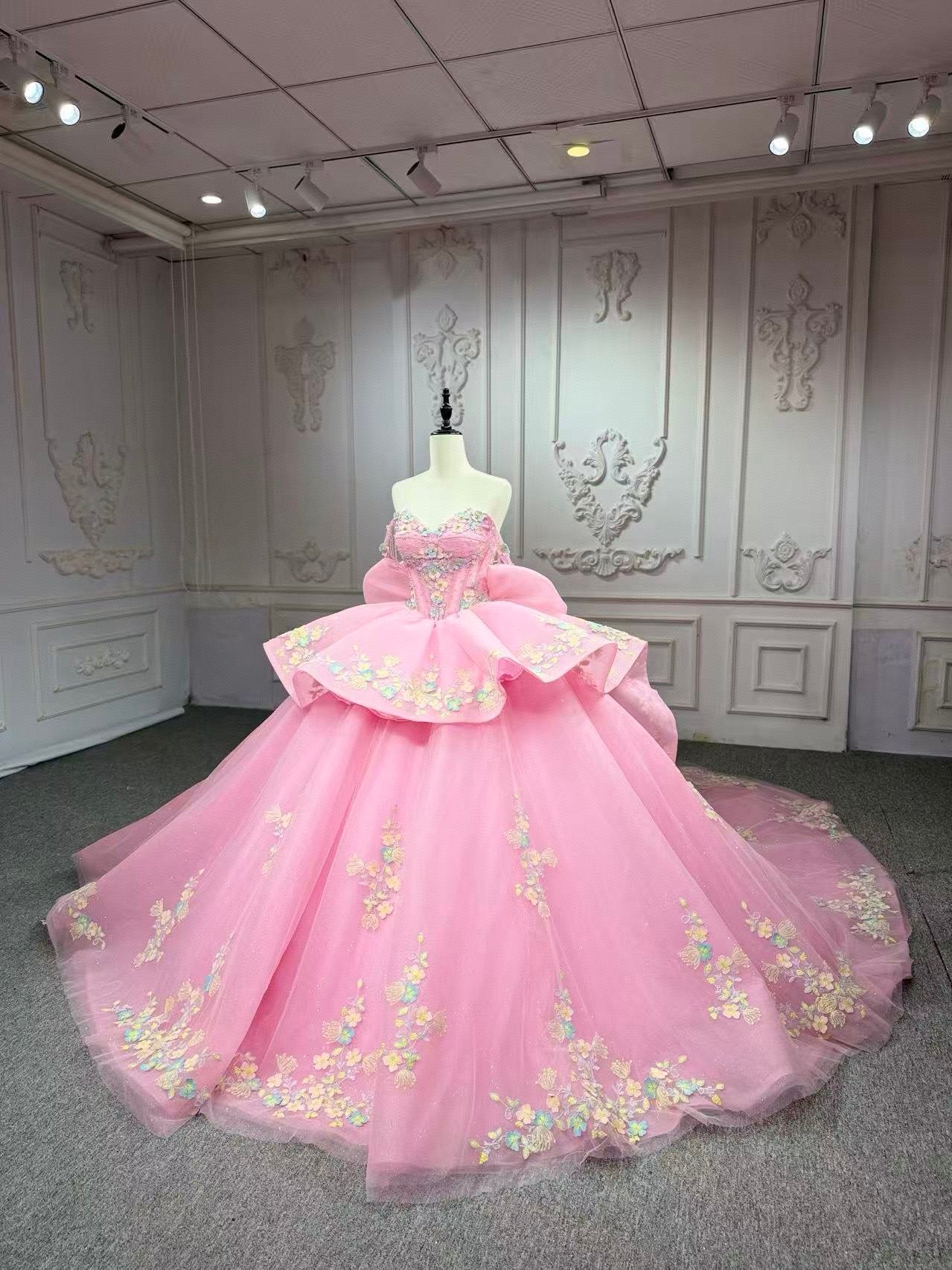 Pink princess bridal gown